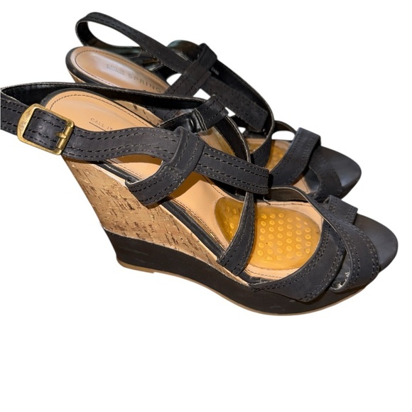 Call It Spring Black and Tan Wedge Sandals - Picture 4 of 8